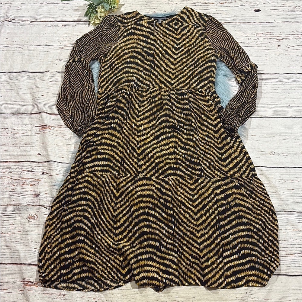 Anthropologie Conditions Apply Chevron Geometric Tiered Midi Dress